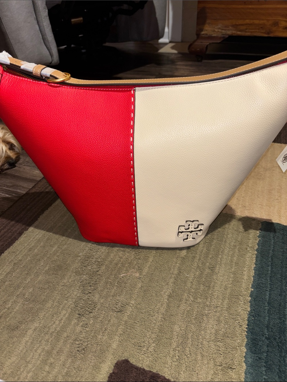 Tory Burch Red and Cream Two-Tone Shoulder Bag